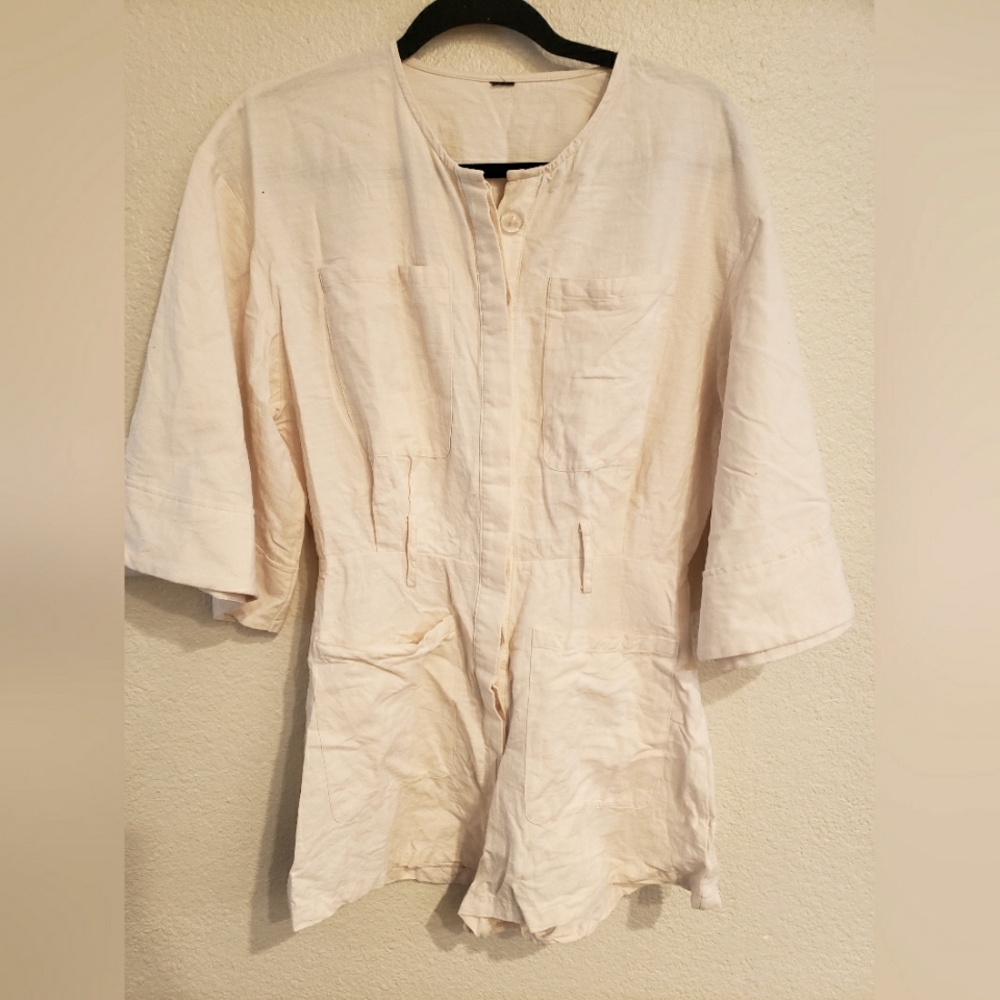 Cream Button-Up Romper